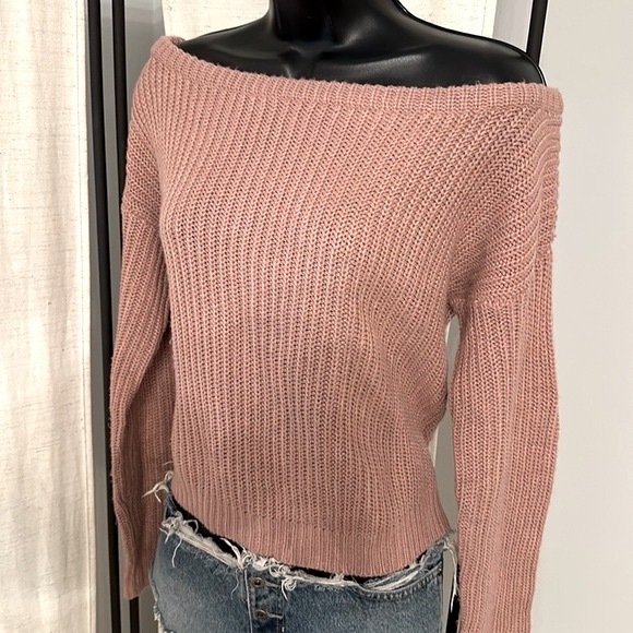 Missguided pink off shoulder chunky knit long sleeve sweater top S - Picture 14 of 15